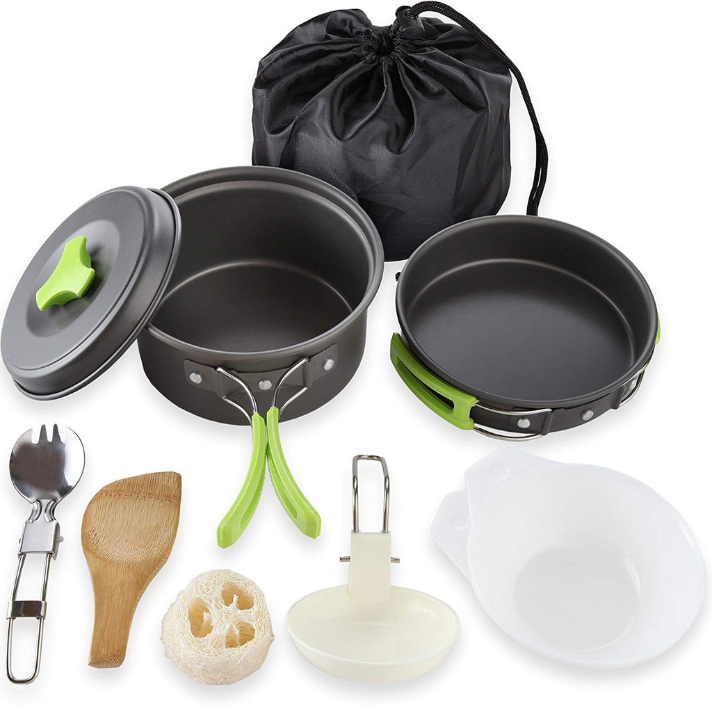 Camping Cookware With Mesh Bag Kit Outdoor Portable Pan - Temu